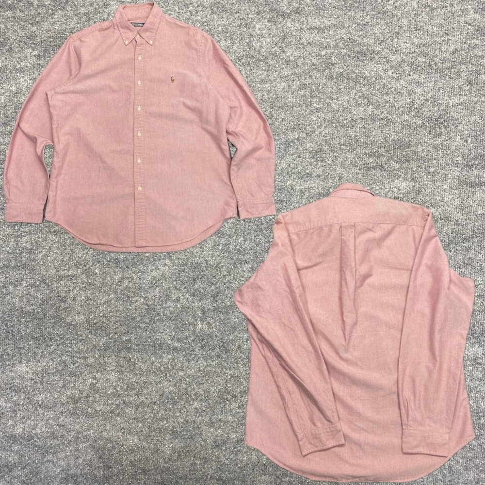 Ralph Lauren Pink Long Sleeve Button Up  Pony Shirt Size Large